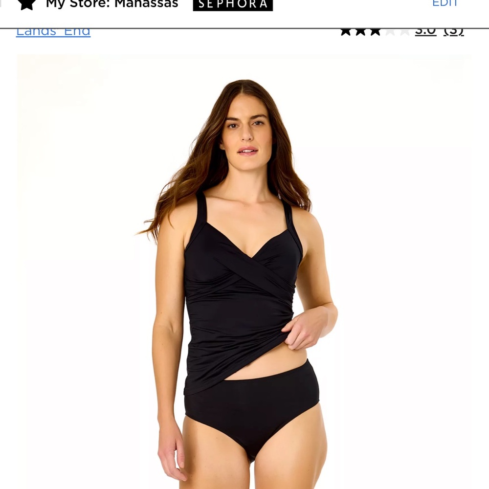 Women's Lands' End Shirred Twist Frame Tankini Swim Top